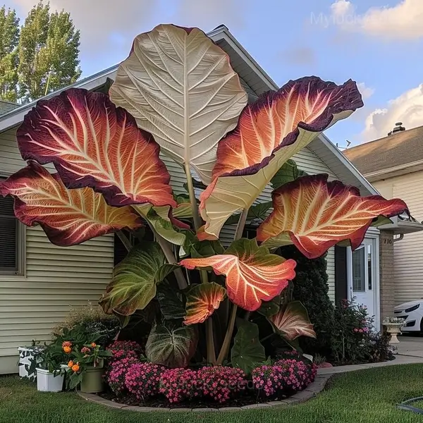 Decorative Leaf Caladium Seeds - 46⬛🟥, 500 Seeds💛